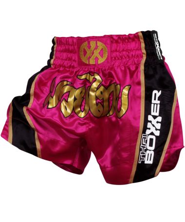 Thai Boxing Shorts - CURVE PINK/ GOLD